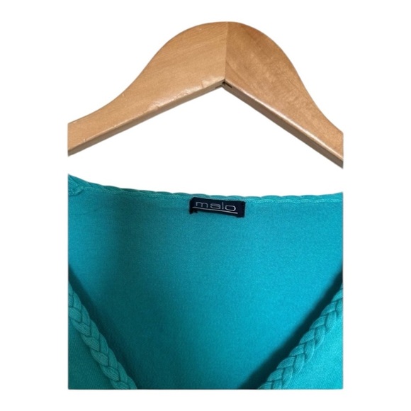 Vintage Malo turquoise teal V-neck short sleeve blouse women’s size medium - Picture 5 of 6